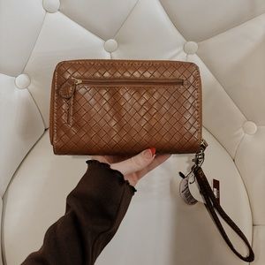 Brown Vegan Leather Mundi Wristlet